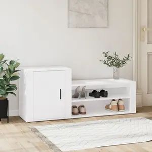 Berkfield Shoe Cabinet White 130x35x54 cm Engineered Wood