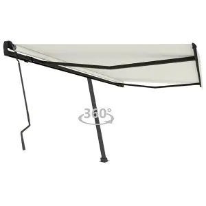 Berkfield Freestanding Manual Retractable Awning 450x300 cm Cream