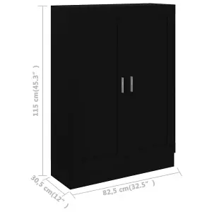 Berkfield Book Cabinet Black 82.5x30.5x115 cm Engineered Wood