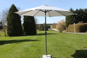 2.7M Wide Garden Parasol Umbrella With Tilt and Crank  (Light Grey)