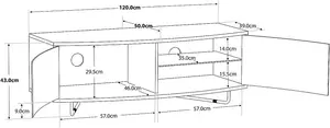 Homeology Caru Gloss Black Beam-Thru Remote Friendly Super-Contemporary"D" Shape Design up to 65" LED/OLED/LCD TV Cabinet