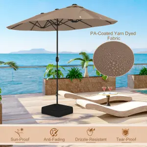 Costway 4 x 2M Patio Umbrella Outdoor Double-sided Market Umbrella W/ Umbrella Base Tan