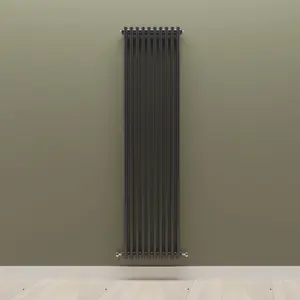 Vertical Black Double Column Radiator (H) 1800mm x (W) 470mm, 6260 BTU.