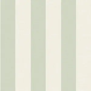 Grandeco Classic Wide Textured Stripe Wallpaper, Green Cream