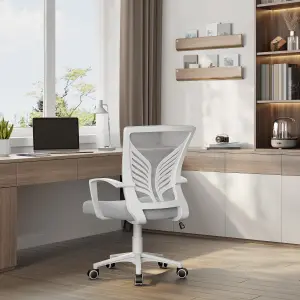 Yaheetech Adjustable Swivel Office Chair with Lumbar Support - Light Grey