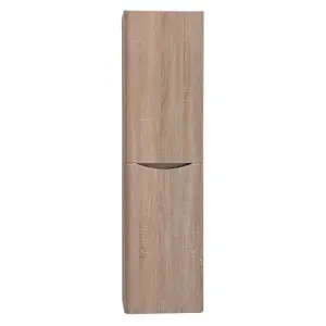 Eden Wall Mounted Tall Storage Unit in Light Oak (Left Hand)