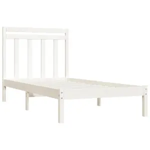 Berkfield Bed Frame White Solid Wood 100x200 cm