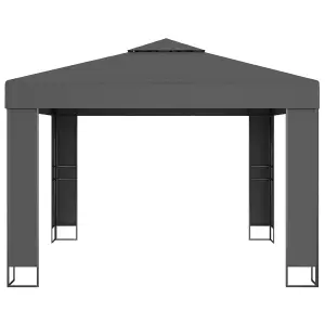 Berkfield Gazebo with Double Roof&LED String Lights 3x3 m Anthracite