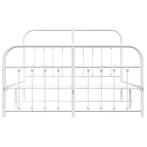 Berkfield Metal Bed Frame with Headboard and Footboard White 140x190 cm