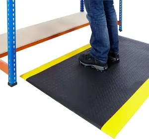 Nicoman 12mm Thick Tough Heavy Duty Anti-Fatigue Mat 60 x 90cm Black/Yellow