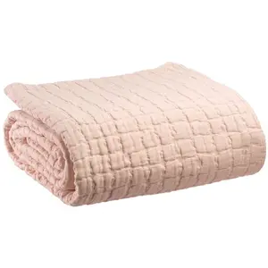 Jaylen Cotton Solid Colour Bedspread Pink / 240 x 260cm