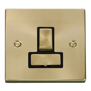 Satin / Brushed Brass 13A Fused Ingot Connection Unit Switched - Black Trim - SE Home