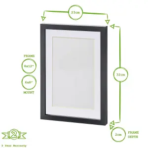 Photo Frames with A5 Mount - A4 (8" x 12") - Black/White - Pack of 2