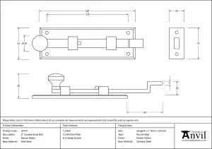 From The Anvil Pewter 6 Inch Cranked Knob Bolt