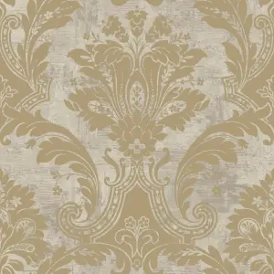 Plaster Damask Gold & Cream Metallic Wallpaper 2316