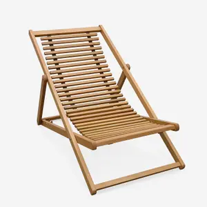 sweeek. Pair of slatted wooden deck chairs Bilbao Natural 102x56x86 cm