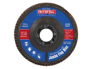 High-Performance Faithfull Zirconia Jumbo Flap Disc ZA80 - 115mm for Angle Grinders