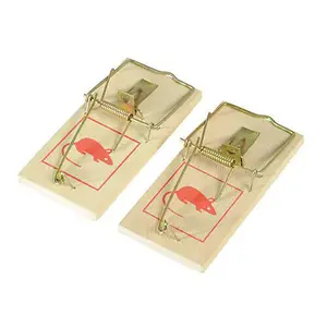 2 Pack Rodent Mouse Traps Classic Treadle Wooden Design Pest Control Catcher