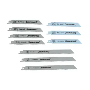 Silverline Recip Saw Blades for Wood & Metal 10pce - HCS - 240 & 150mm