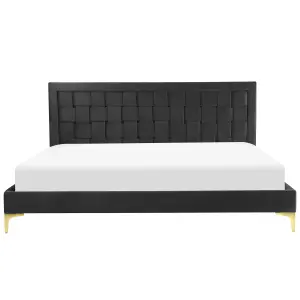 Velvet EU Super King Size Bed Black LIMOUX