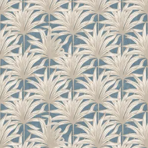 Muriva Blue Tropical Distressed effect Embossed Wallpaper