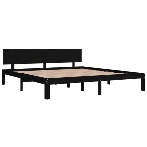 Berkfield Bed Frame Black Solid Wood 180x200 cm Super King Size