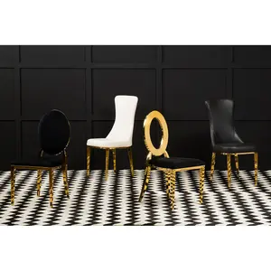 Interiors by Premier Stackable Gold Finish Dining Chair, Backrest Indoor Velvet Chair, Easy to Clean Bedroom Velvet Chair