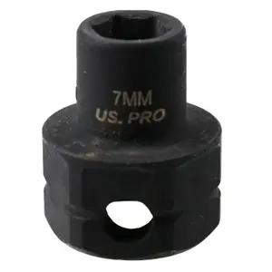 7mm Metric Stubby 3/8" Drive Shallow Impact Socket Hex Shank 25mm Depth