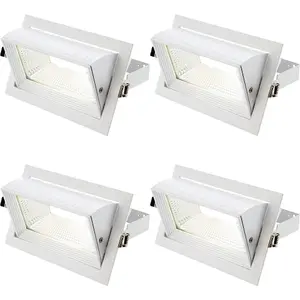 4 PACK Fully Adjustable Ceiling Downlight - 35W Cool White LED - Matt White