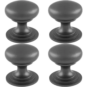 4 PACK - Victorian Tiered Door Knob - 50mm Anthracite Grey Cabinet Pull Handle Round Rose