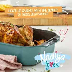 Prestige Nadiya Teal Rectangle Cast Aluminium Dishwasher Safe Non-Stick Induction Base Roaster