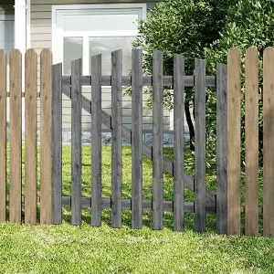 Grey 120x120cm Outdoor Wooden Garden Gate Spruce Wood Fence Door with Door Bolt