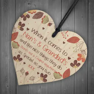 Nan And Grandad Gift For Birthday Christmas Wooden Heart Grandchildren Gift