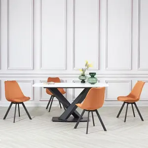 4 Rivas Velvet Upholstered Dining Chairs (Set of 4) Orange