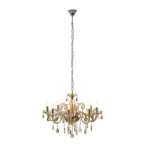 Interiors by Premier Murano 8 Bulb Chrome/Cognac Glass Chandelier