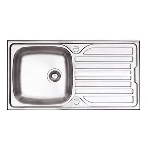 Cookology MASSA Single Bowl Inset Reversible Kitchen Sink with Draining Board - Stainless Steel