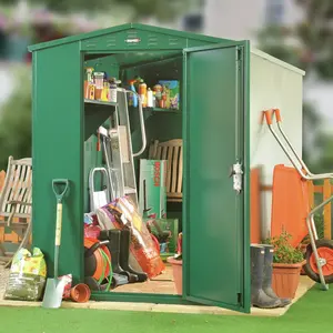 Flexistore 5 ft. W x 11 ft. D Metal Apex Garden Shed Green