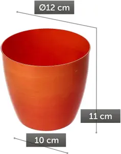 Flower Pots 6 Colours 4 sizes Marble Plastic Plant Pots Planter Deco Round Deco  Orange 12cm