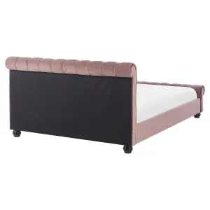 Velvet EU King Size Bed Pink AVALLON