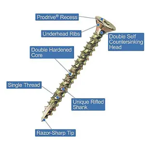 TurboGold PZ Double-countersunk Yellow-passivated Carbon steel Screw (Dia)4mm (L)40mm, Pack of 200