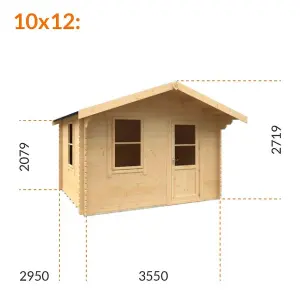 10ft x 12ft (2950mm x 3550mm) Horsforth "The Augusta" 28mm Log Cabin With 2 Opening Windows