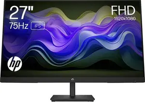 HP 27" Monitor, FHD IPS Display, 75 Hz Refresh Rate, 250 Nits Brightness, 1000:1 Contrast Ratio, AMD Freesync Technology, Adjustable Tilt, 1 HDMI