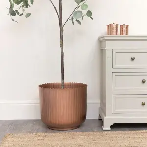 Melody Maison Large Copper Ribbed Metal Planter