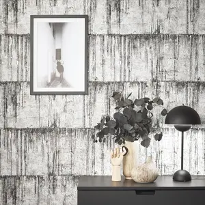 Galerie Air Collection Black Metallic Aged Concrete Textured Wallpaper Roll