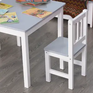 HOMCOM Kids Table and 2 Chairs Set 3 Pieces Toddler Multi-usage Desk Indoor Grey