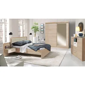 Effect Bed in Oak Sonoma - H1010mm D2080mm W2750mm with Bedsides, Warm and Organised