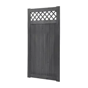 Grey Painted Wooden Side Gate with Rhombus Design and Latch Hardware, Timber Pedestrian Door