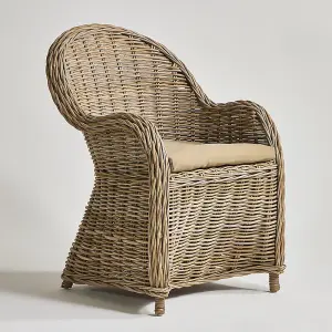 Libby Armchair Removable Cushion Seat with a Classic Rattan Wicker Round Frame