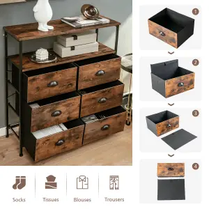 Costway 6-Drawer Dresser Storage Organizer w/ 6 Removable & Foldable Fabric Drawers