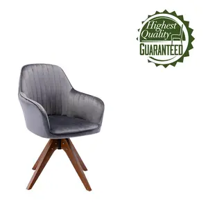 Upholstered Swivel Dining Chair Grey Velvet